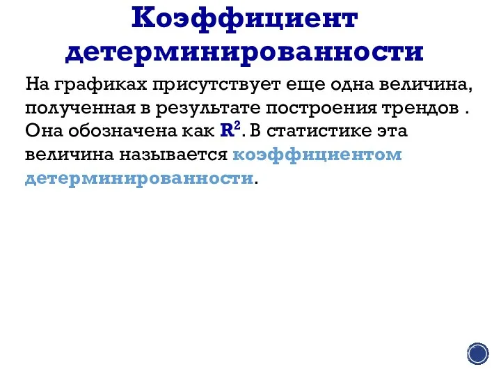 Коэффициент детерминированности На графиках присутствует еще одна величина, полученная в результате построения