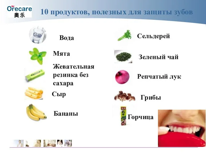 10 продуктов, полезных для защиты зубов Вода Мята Жевательная резинка без сахара