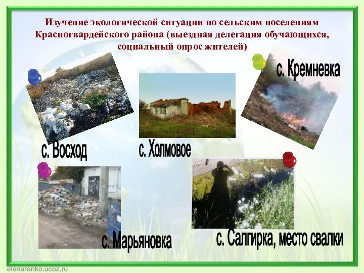 Изучение экологической ситуации по сельским поселениям Красногвардейского района (выездная делегация обучающихся, социальный