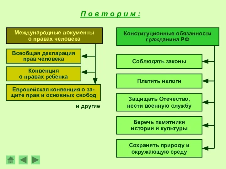 П о в т о р и м : Конституционные обязанности гражданина