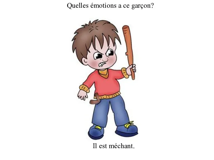 Quelles émotions a ce garçon? Il est méchant.