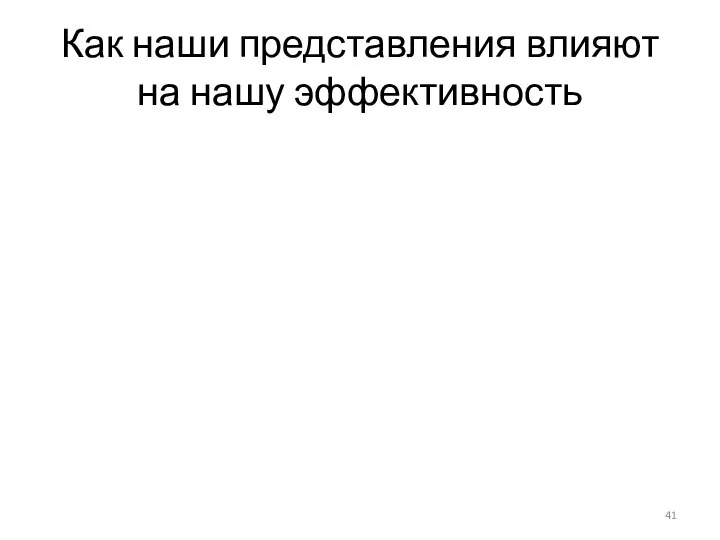 Как наши представления влияют на нашу эффективность