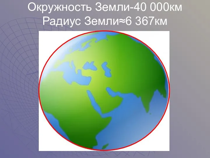 Окружность Земли-40 000км Радиус Земли≈6 367км