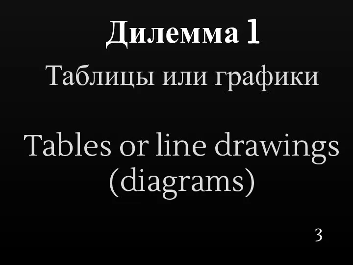 Таблицы или графики Tables or line drawings (diagrams) Дилемма 1