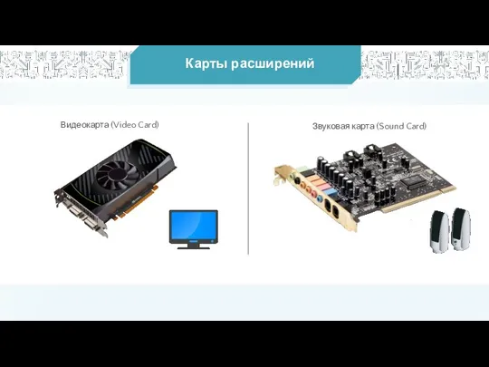 Карты расширений Видеокарта (Video Card) Звуковая карта (Sound Card)