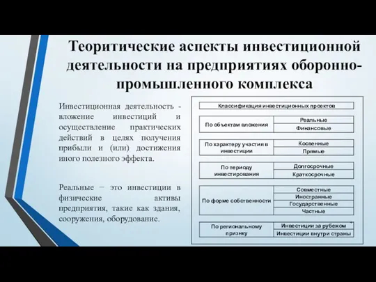 Инвестиционная деятельность - вложение инвестиций и осуществление практических действий в целях получения