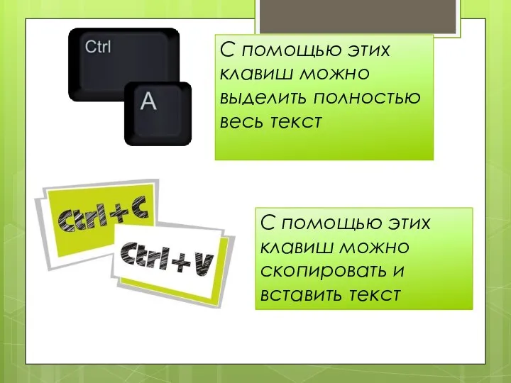 С помощью этих клавиш можно выделить полностью весь текст С помощью этих