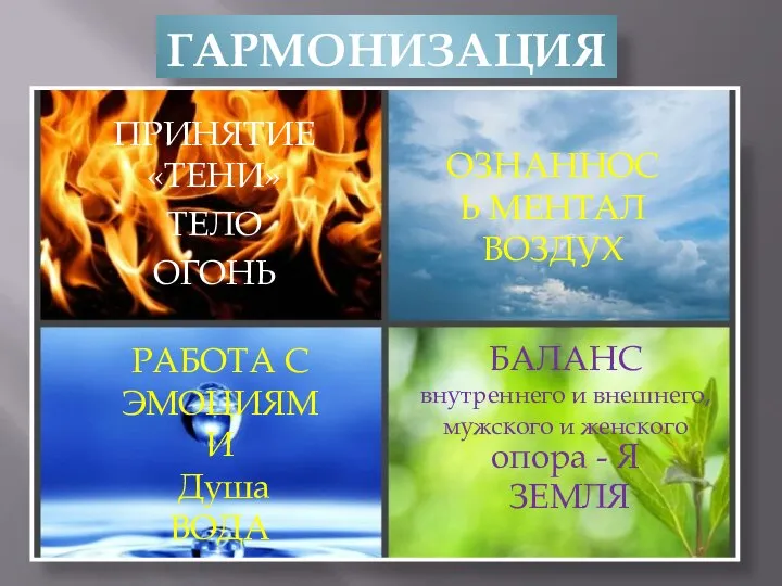 ГАРМОНИЗАЦИЯ ОЗНАННОСЬ МЕНТАЛ ВОЗДУХ БАЛАНС внутреннего и внешнего, мужского и женского опора