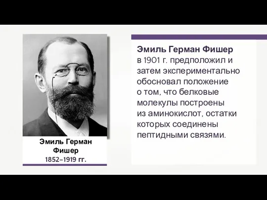 Эмиль Герман Фишер 1852–1919 гг. Эмиль Герман Фишер в 1901 г. предположил