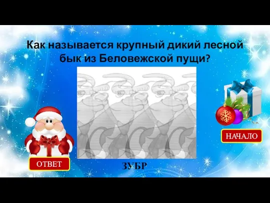 Как называется крупный дикий лесной бык из Беловежской пущи? ОТВЕТ ЗУБР НАЧАЛО