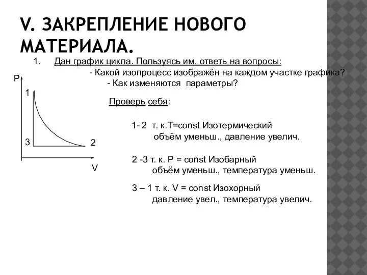 V. ЗАКРЕПЛЕНИЕ НОВОГО МАТЕРИАЛА. Дан график цикла. Пользуясь им, ответь на вопросы: