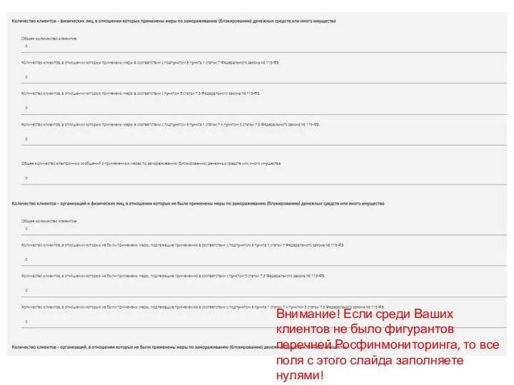 Внимание! Если среди Ваших клиентов не было фигурантов перечней Росфинмониторинга, то все