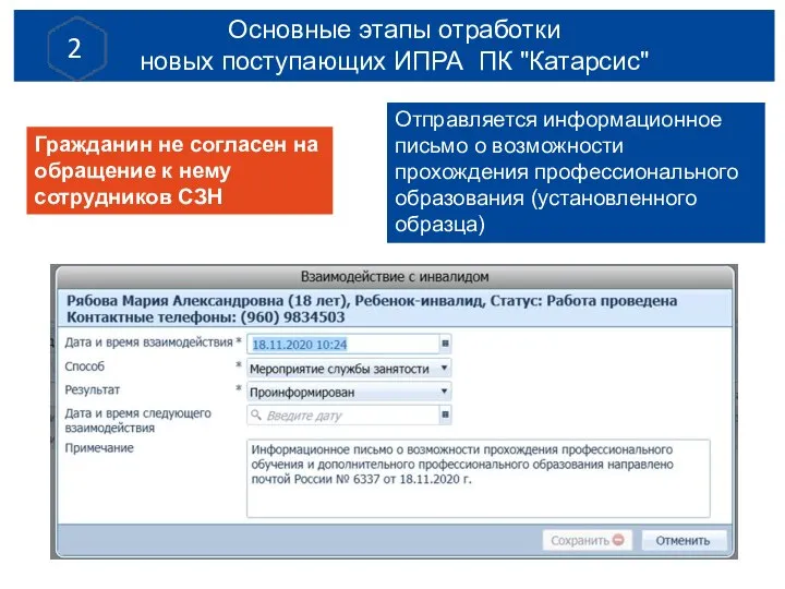 Гражданин не согласен на обращение к нему сотрудников СЗН Основные этапы отработки