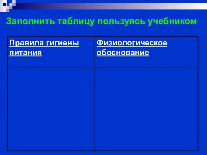 Заполнить таблицу пользуясь учебником