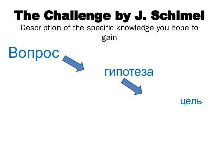 The Challenge by J. Schimel Description of the specific knowledge you hope