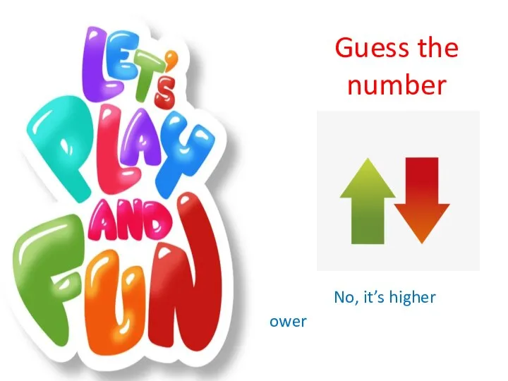 Guess the number No, it’s higher No, it’s lower Is it…?