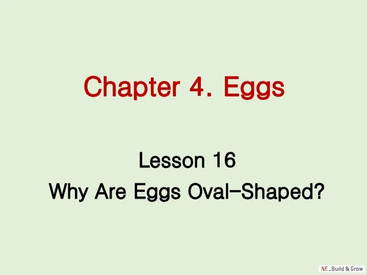 Chapter 4. Eggs Lesson 16 Why Are Eggs Oval-Shaped?