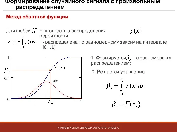 Формирование случайного сигнала с произвольным распределением АНАЛИЗ И И СНТЕЗ ЦИФРОВЫХ УСТРОЙСТВ.