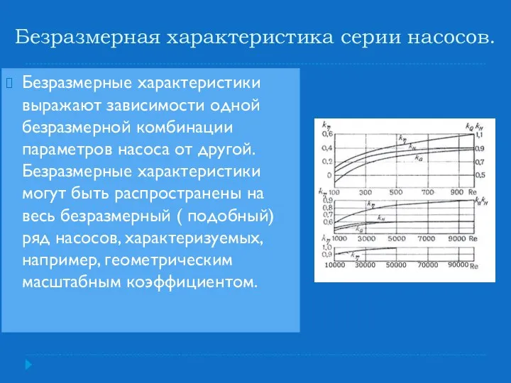 Безразмерная характеристика серии насосов. Безразмерные характеристики выражают зависимости одной безразмерной комбинации параметров