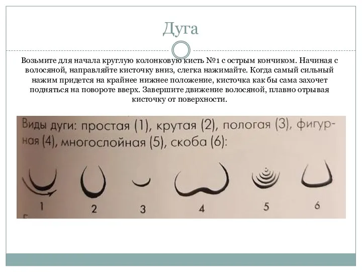 Дуга Возьмите для начала круглую колонковую кисть №1 с острым кончиком. Начиная