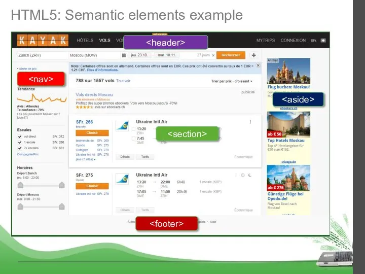 HTML5: Semantic elements example