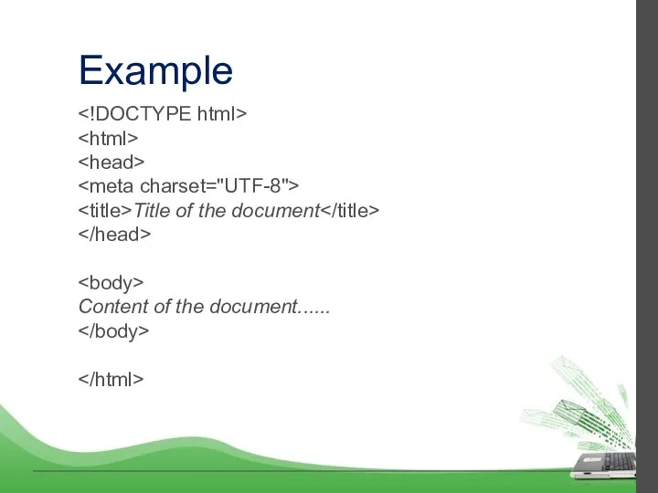 Example Title of the document Content of the document......