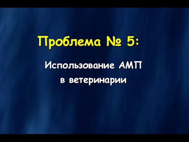 Проблема № 5: Использование АМП в ветеринарии