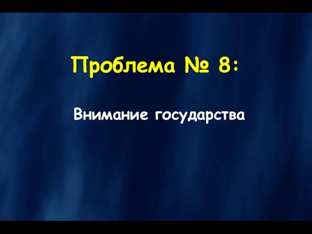 Проблема № 8: Внимание государства