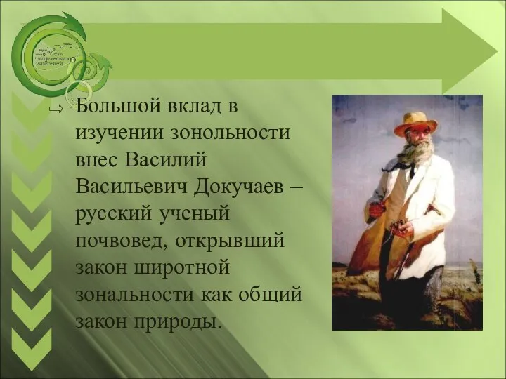 Большой вклад в изучении зонольности внес Василий Васильевич Докучаев – русский ученый