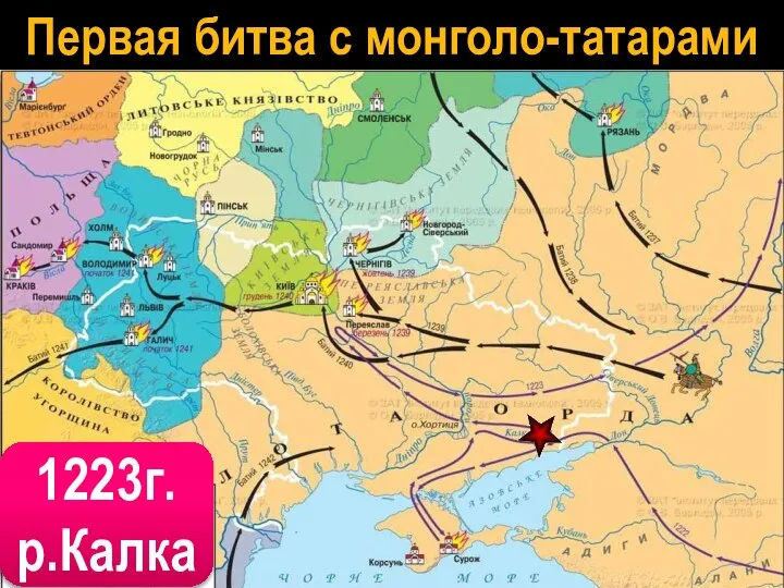 Первая битва с монголо-татарами 1223г. р.Калка