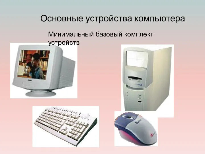 Основные устройства компьютера Минимальный базовый комплект устройств