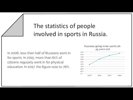 The statistics of people involved in sports in Russia. In 2006, less