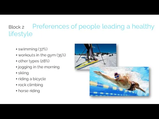 swimming (37%) workouts in the gym (35%) other types (28%) jogging in