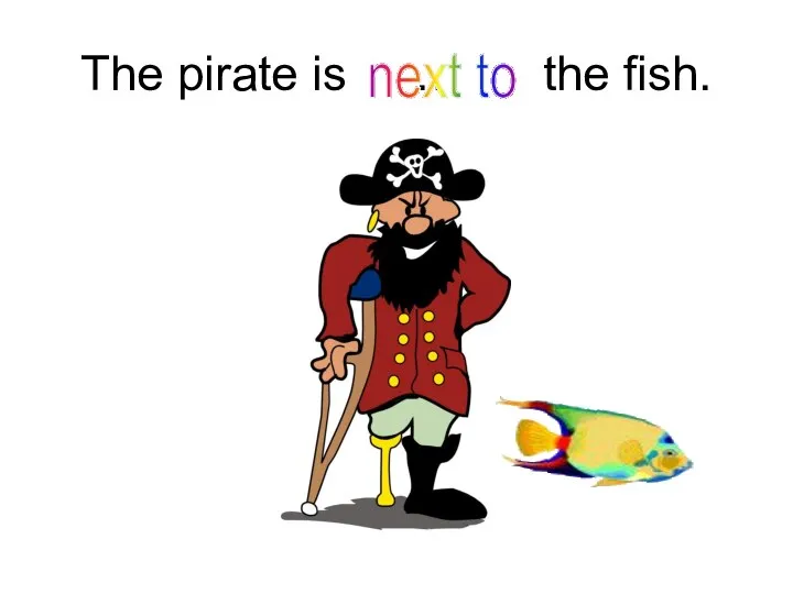 The pirate is … the fish. next to