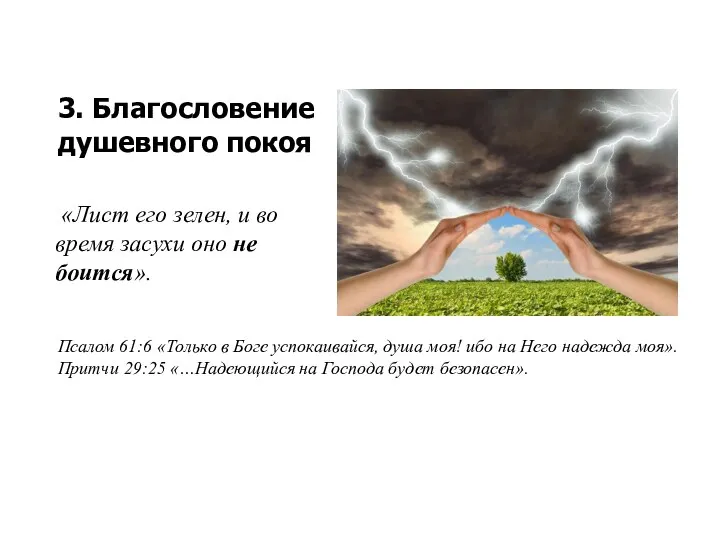 3. Благословение душевного покоя «Лист его зелен, и во время засухи оно