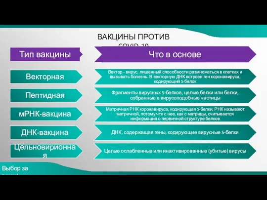 ВАКЦИНЫ ПРОТИВ COVID-19 Выбор за вами!