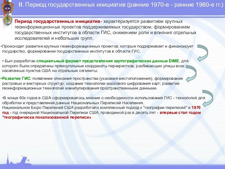 II. Период государственных инициатив (ранние 1970-е - ранние 1980-е гг.) Период государственных