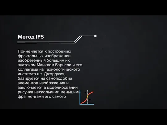 Метод IFS Применяется к построению фрактальных изображений, изобретённый большим их знатоком Майклом