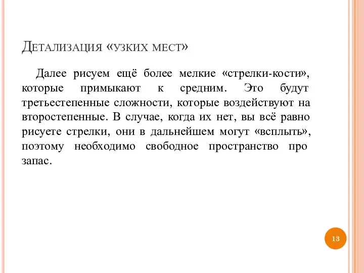 Детализация «узких мест» Далее рисуем ещё более мелкие «стрелки-кости», которые примыкают к