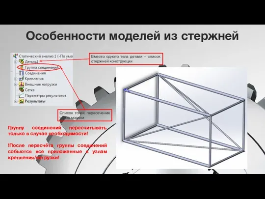 Список точек пересечения узлов модели Группу соединений пересчитывать только в случае необходимости!