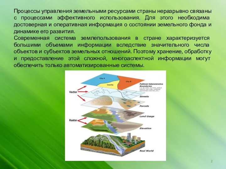 Процессы управления земельными ресурсами страны неразрывно связаны с процессами эффективного использования. Для