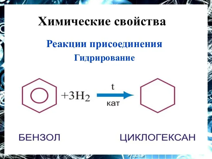 Химические свойства Реакции присоединения Гидрирование