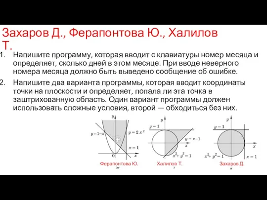 Захаров Д., Ферапонтова Ю., Халилов Т. Напишите программу, которая вводит с клавиатуры