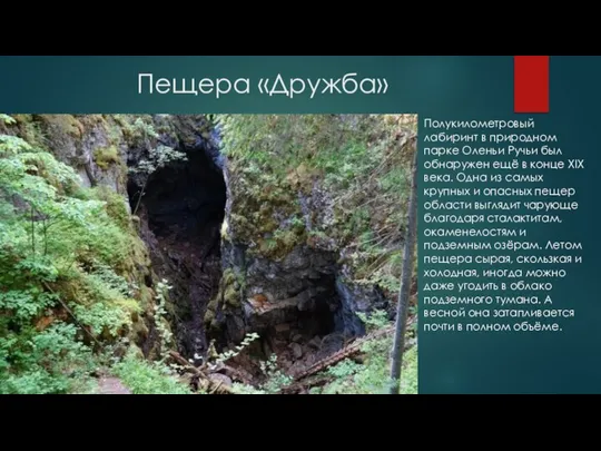 Пещера «Дружба» Полукилометровый лабиринт в природном парке Оленьи Ручьи был обнаружен ещё