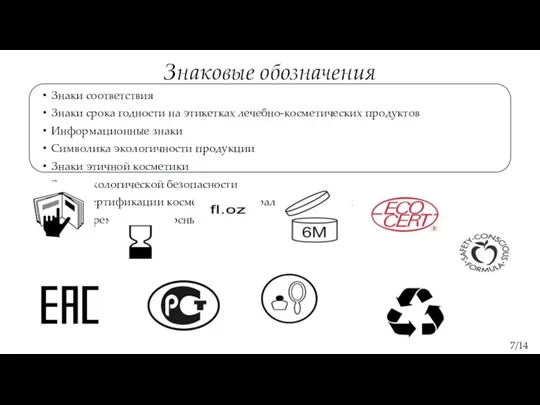 Знаковые обозначения Знаки соответствия Знаки срока годности на этикетках лечебно-косметических продуктов Информационные