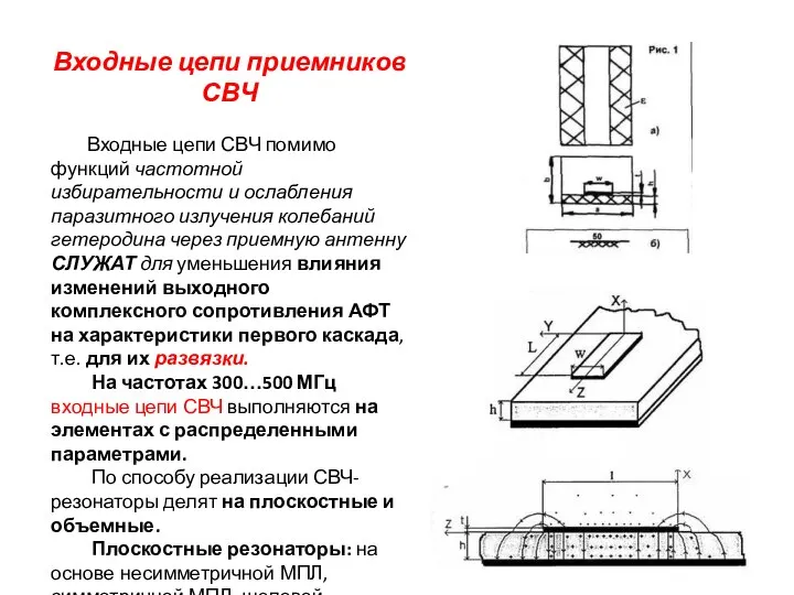 Входные цепи приемников СВЧ Входные цепи СВЧ помимо функций частотной избирательности и