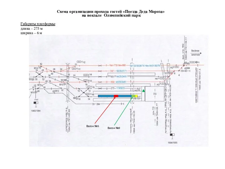 Схема организации прохода гостей «Поезда Деда Мороза» на вокзале Олимпийский парк Габариты