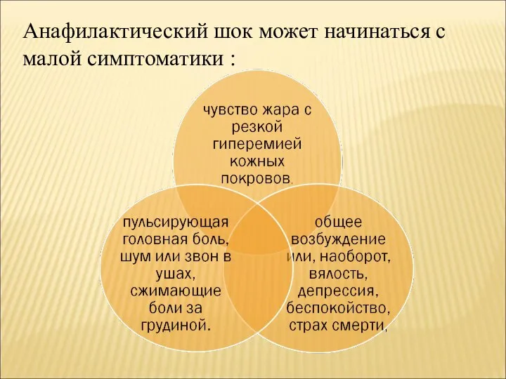 Анафилактический шок может начинаться с малой симптоматики :