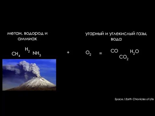 CH4 NH3 H2 O2 + CO CO2 H2O = Space / Earth