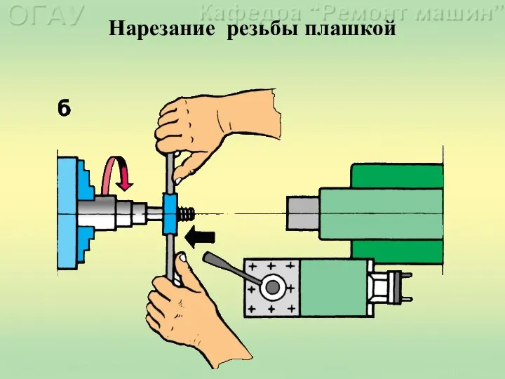 Нарезание резьбы плашкой